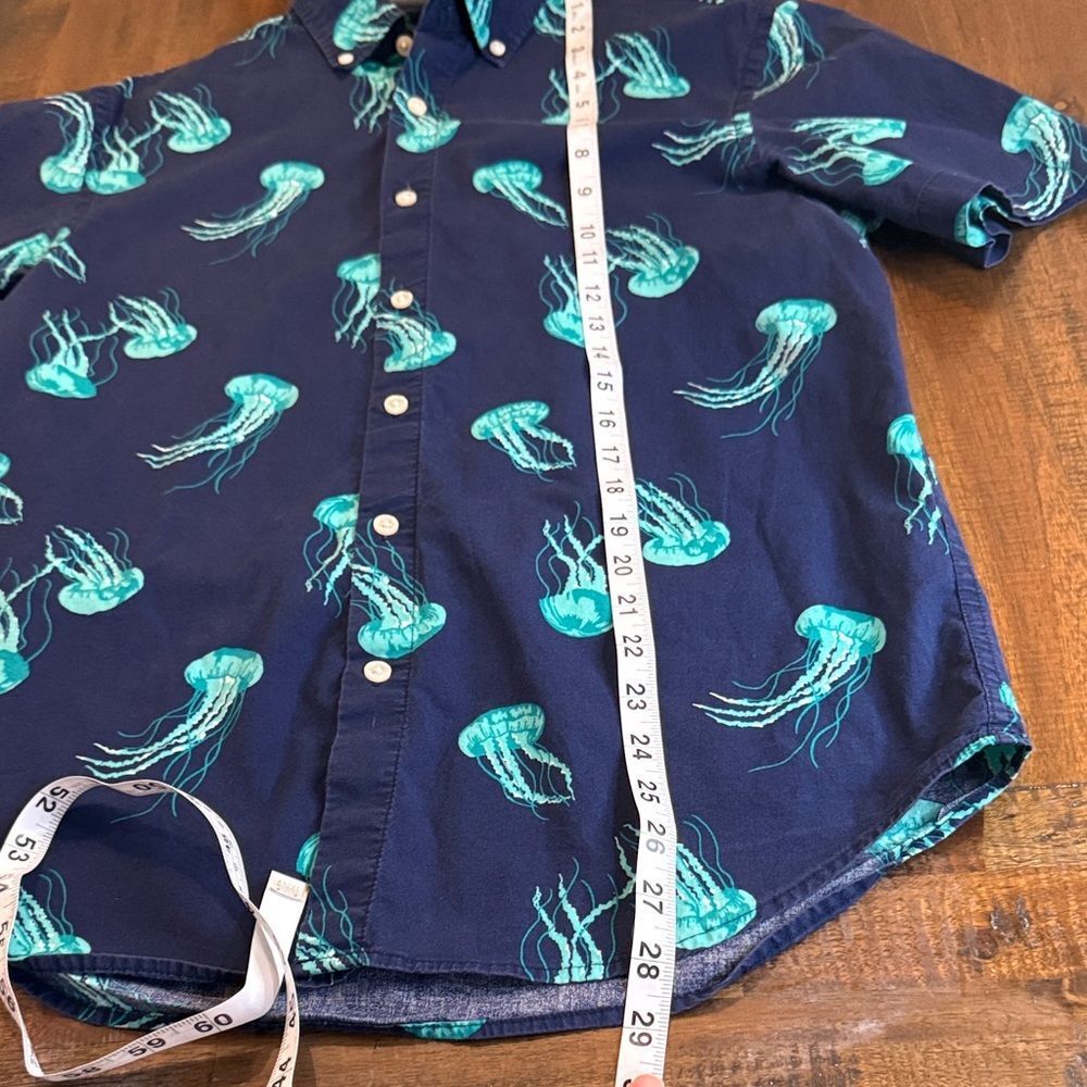 Old Navy Slim-Fit Navy Blue Jellyfish Print Shirt - Picture 4 of 6
